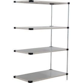 Nexel® 4 Shelf Stainless Steel Solid Shelving Unit Add On 48""W x 24""D x 74""H