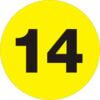 Tape Logic® 1"" Dia. Round Number Paper Labels with ""14"" Print Fluorescent Yellow Roll of 500