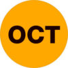 Tape Logic® 2"" Dia. Round Paper Labels with ""Oct"" Print Fluorescent Orange Roll of 500