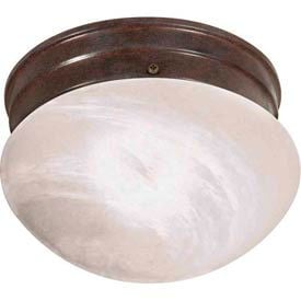 Satco 76-670 1 Light - 8"" - Flush Mount - Small Alabaster Mushroom  Old Bronze