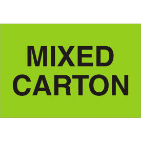 Tape Logic® Labels with ""Mixed Carton"" Print 3""L x 2""W Fluorescent Green Roll of 500