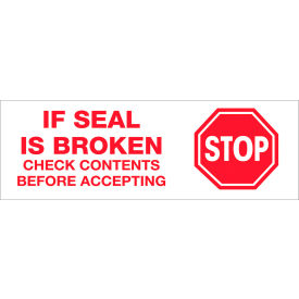 Tape Logic® Carton Sealing Tape Stop If Seal Is Broken.. 3"" x 110 Yds. Red/White