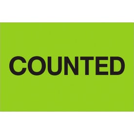 Tape Logic® Paper Labels with ""Counted"" Print 3""L x 2""W Fluorescent Green Roll of 500