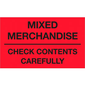 Tape Logic® Labels with ""Mixed Merchandise..."" Print 5""L x 3""W Fluorescent Red Roll of 500