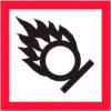 Tape Logic® Pictogram Flame Over Circle Labels 1""L x 1""W Black/Red/White Roll of 500
