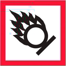Tape Logic® Pictogram Flame Over Circle Labels 1""L x 1""W Black/Red/White Roll of 500
