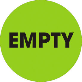 Tape Logic® 2"" Dia. Round Paper Labels with ""Empty"" Print Fluorescent Green Roll of 500