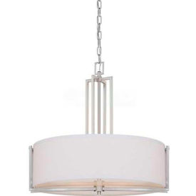 Nuvo 60/4756 Gemini-4 Light Pendant Slate Gray Fabric Shade Brushed Nickel 23.5""W X 22.875""H
