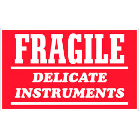 Tape Logic® Labels with ""Fragile-Delicate Instruments"" Print 5""L x 3""W Red/White Roll of 500