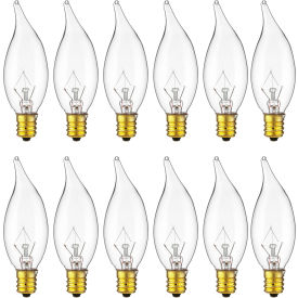 Sunlite® Incandescent Chandelier Bulb with E12 Candelabra Base 15W 120V White Pack of 12