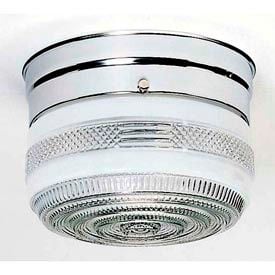 Satco 77-100 1 Light - 6"" - Flush Mount - Small Crystal / White Drum  Polished Chrome
