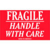 Tape Logic® Labels with ""Fragile-Handle With Care"" Print 5""L x 3""W Red/White Roll of 500