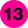 Tape Logic® 2"" Dia. Round Number Paper Labels with ""13"" Print Fluorescent Pink Roll of 500