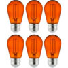 Sunlite® LED S14 Colored String Filament Light Bulb E26 Base 2W Transparent Orange Pk of 6