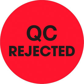 Tape Logic® 2"" Dia. Round Paper Labels with ""QC Rejected"" Print Fluorescent Red Roll of 500