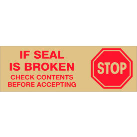 Tape Logic® Carton Sealing Tape Stop If Seal Is Broken.. 3"" x 110 Yds. Red/Tan