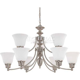Nuvo 60/3256 Empire 9 Light Chandelier Frosted White Brushed Nickel 32""W X 18""H