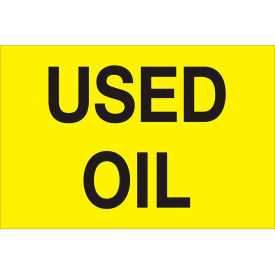 Tape Logic® Paper Labels with ""Used Oil"" Print 3""L x 2""W Fluorescent Yellow Roll of 500