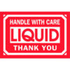 Tape Logic® Labels with ""Handle With Care-Liquid..."" Print 3""L x 2""W Red/White Roll of 500
