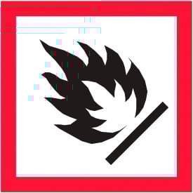 Tape Logic® Pictogram Flame Labels 1""L x 1""W Black/Red/White Roll of 500