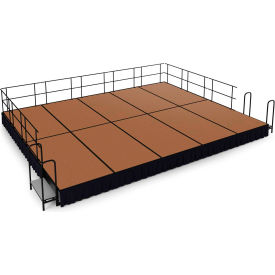 NPS® 16'x20' Stage Package 16"" Height Hardboard Floor Black Shirred Pleat Skirting