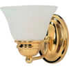 Satco 60-348 Empire 1 Light - 7"" - Vanity w/ Alabaster Glass Bell Shades  Polished Brass