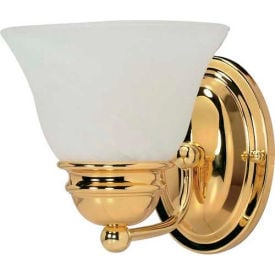 Satco 60-348 Empire 1 Light - 7"" - Vanity w/ Alabaster Glass Bell Shades  Polished Brass