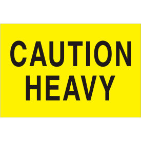 Tape Logic® Labels with ""Caution-Heavy"" Print 3""L x 2""W Fluorescent Yellow Roll of 500