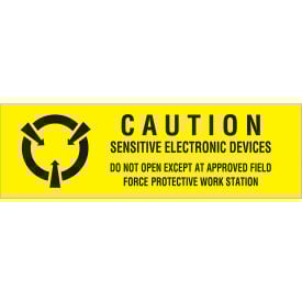 Tape Logic® Labels with ""Caution-Do Not Open..."" Print 2""L x 5/8""W Black/Yellow Roll of 500