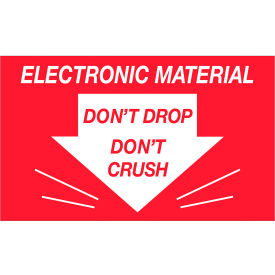 Tape Logic® Labels with ""Don't Drop Don't Crush..."" Print 5""L x 3""W Red/White Roll of 500