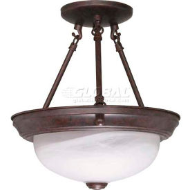 Satco 60-208 2 Light - 11"" - Semi-Flush - Alabaster Glass  Old Bronze