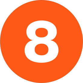 Tape Logic® 3"" Dia. Round Number Paper Labels with ""8"" Print Orange Roll of 500