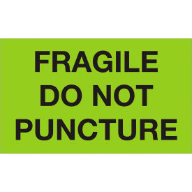 Tape Logic® Labels with ""Fragile-Do Not..."" Print 5""L x 3""W Fluorescent Green Roll of 500