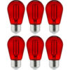 Sunlite® LED S14 Colored String Filament Light Bulb E26 Base 2W Transparent Red Pack of 6