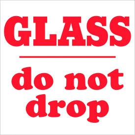 Tape Logic® Labels with ""Glass-Do Not Drop"" Print 4""L x 4""W Red/White Roll of 500