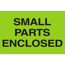 Tape Logic® Labels with ""Small Parts Enclosed"" Print 3""L x 2""W Fluorescent Green Roll of 500