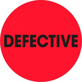 Tape Logic® 2"" Dia. Round Paper Labels with ""Defective"" Print Fluorescent Red Roll of 500