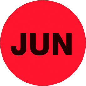 Tape Logic® 2"" Dia. Round Paper Labels with ""Jun"" Print Fluorescent Red Roll of 500