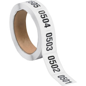 Tape Logic® Consecutive Numbered Labels 0501-1000 1-1/2""L x 1""W Black/White Roll of 500