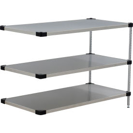 Nexel® 3 Shelf Stainless Steel Solid Shelving Unit Add On 48""W x 18""D x 34""H