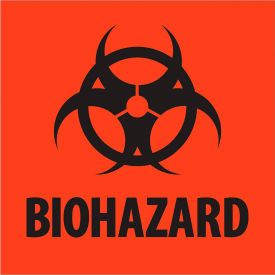 Tape Logic® Regulated Labels ''Biohazard''2""L x 2""W Fluorescent Red Roll of 500