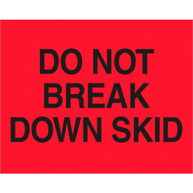 Tape Logic® Labels w/ ""Do Not Break Down Skid"" Print 10""L x 8""W Fluorescent Red Roll of 250
