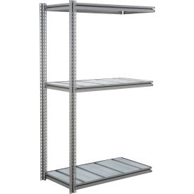 Global Industrial 3 Shelf Extra Heavy Duty Boltless Shelving Z Beam Add On 60Wx24Dx96H Steel Deck