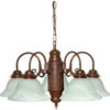 Satco 60-1291 5 Light Chandelier w/ Alabaster Glass  Old Bronze