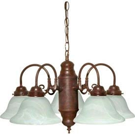 Satco 60-1291 5 Light Chandelier w/ Alabaster Glass  Old Bronze