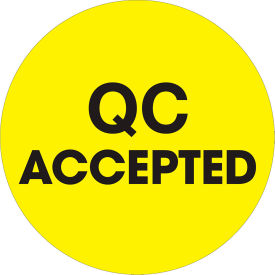 Tape Logic® 2"" Dia. Round Paper Labels w/ ""QC Accepted"" Print Fluorescent Yellow Roll of 500