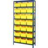 Quantum 1875-SB810 Steel Shelving with 21 8""H Plastic Shelf Bins Yellow 36x18x75-SB8 Shelves