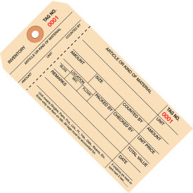 Global Industrial 1-Part Stub Style Inventory Tag 3000-3999 #8 6-1/4""L x 3-1/8""W 1000/Pack