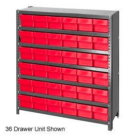 Quantum CL1839-604 Closed Shelving Euro Drawer Unit - 36x18x39 - 54 Euro Drawers Red
