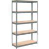 Global Industrial 5 Shelf Heavy Duty Boltless Shelving Starter 48""Wx18""Dx96""H Wood Deck USA